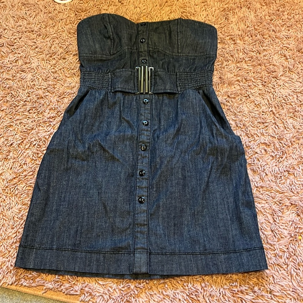 Strapless jean dress